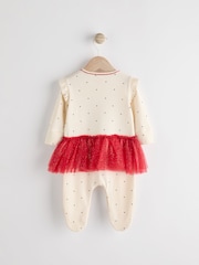 Red/Cream Santa Baby Christmas Tutu 100% Cotton Sleepsuit (0mths-2yrs) - Image 5 of 12