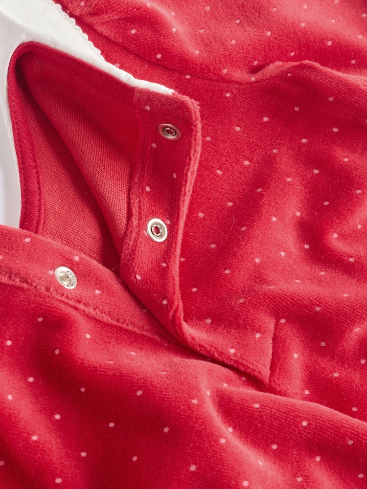 Red Baby Velvet Christmas Sleepsuit (0mths-3yrs) - Image 6 of 6