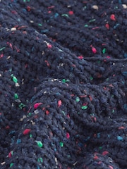 Navy Blue Slouch Off Shoulder Neppy Chunky Knitted Jumper - Image 7 of 7