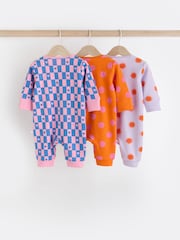Bright 100% Cotton Two Way Zip Baby Footless Sleepsuit 3 Pack (0mths-3yrs) - Image 5 of 12