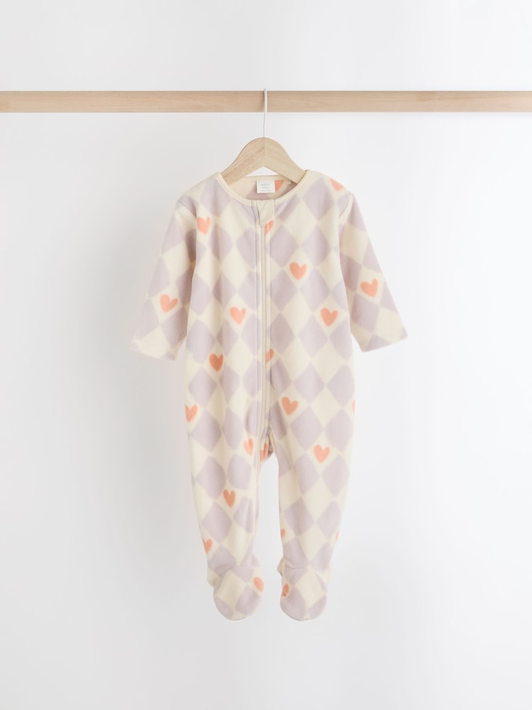 Purple Baby Microfleece Zip Sleepsuits 2 Pack - Image 2 of 9