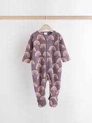 Purple Baby Microfleece Zip Sleepsuits 2 Pack - Image 3 of 9