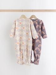 Purple Baby Microfleece Zip Sleepsuits 2 Pack - Image 4 of 9