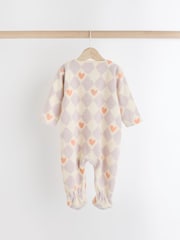 Purple Baby Microfleece Zip Sleepsuits 2 Pack - Image 5 of 9