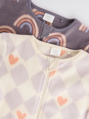 Purple Baby Microfleece Zip Sleepsuits 2 Pack - Image 7 of 9