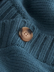 Teal Blue Sleeveless Button Up V-Neck Knitted Waistcoat Vest Top - Image 6 of 6