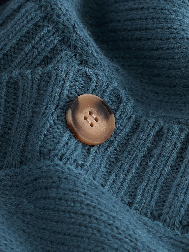 Teal Blue Sleeveless Button Up V-Neck Knitted Waistcoat Vest Top - Image 6 of 6