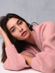 Blush Pink Reversible Gem Bow Embellished Sparkle Knitted Jumper - Image 4 of 7