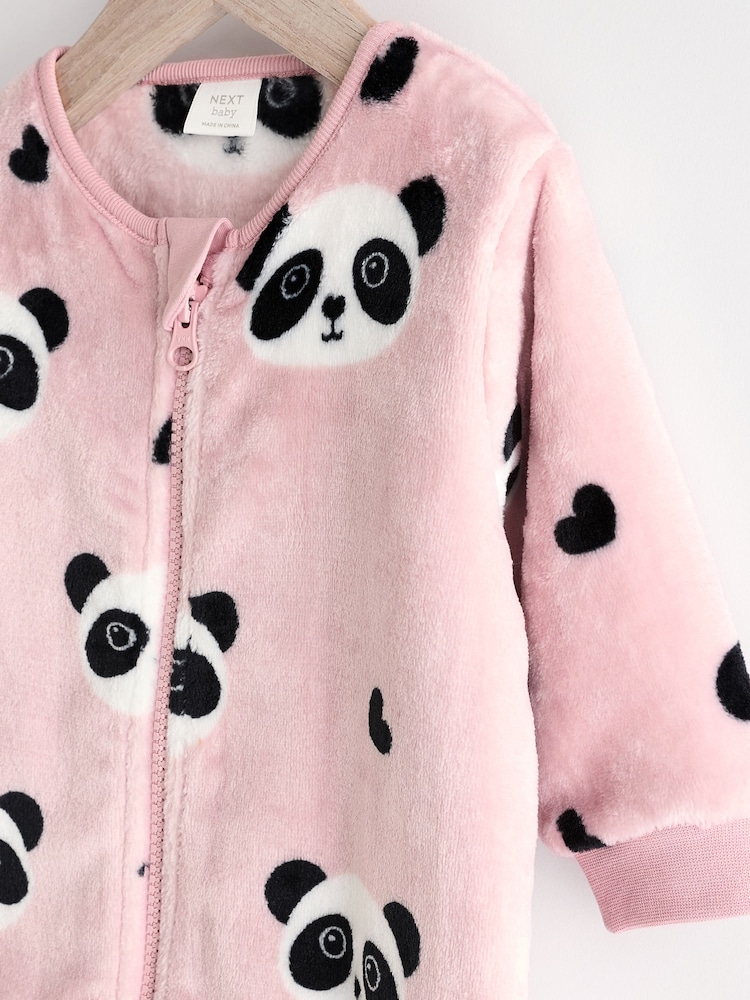 Pink panda Baby Zip Fleece Sleepsuit - Image 3 of 7