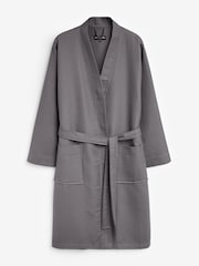 Loungeable Grey 100% Cotton Waffle Robe - Image 7 of 7