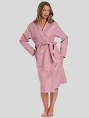 Loungeable Pink 100% Cotton Waffle Robe - Image 1 of 4