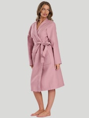 Loungeable Pink 100% Cotton Waffle Robe - Image 2 of 4