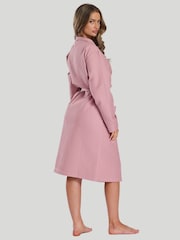 Loungeable Pink 100% Cotton Waffle Robe - Image 4 of 4