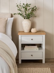 Chalk Malvern Paint Effect 2 Drawer with Shelf Bedside Table - Image 2 of 11