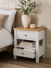 Chalk Malvern Paint Effect 2 Drawer with Shelf Bedside Table - Image 3 of 11
