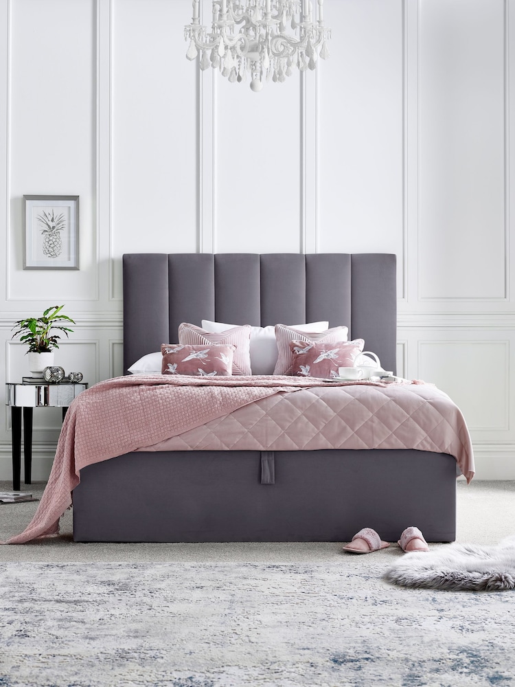 Time 4 Sleep Grey Linea Upholstered End Lift Ottoman Storage Bed - Image 1 of 4
