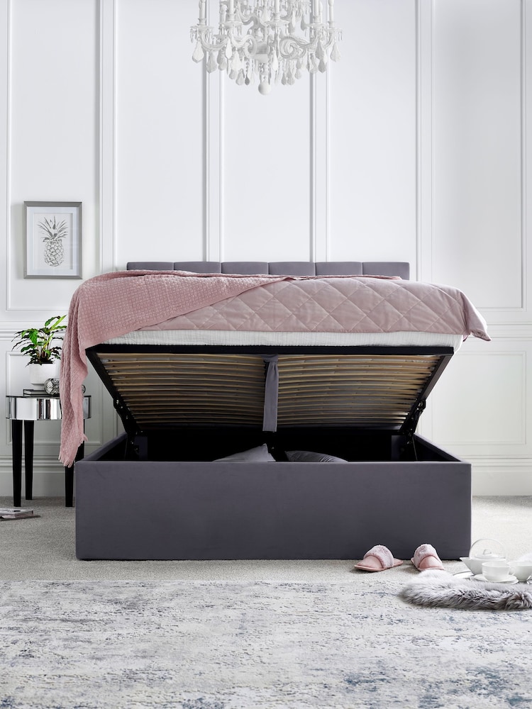 Time 4 Sleep Grey Linea Upholstered End Lift Ottoman Storage Bed - Image 2 of 4 Time 4 Sleep Grey Linea Upholstered End Lift Ottoman Storage Bed - Image 2 of 4