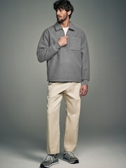 Grey Zip Neck Borg Fleece Sweatshirt - Image 2 of 8