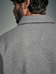 Grey Zip Neck Borg Fleece Sweatshirt - Image 6 of 8