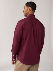 Burgundy Red Regular Fit Long Sleeve Oxford Shirt - Image 3 of 10
