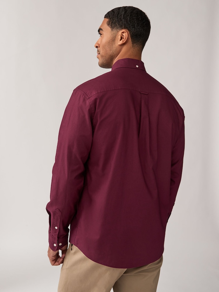 Rouge bordeaux - Ajustement régulier - Chemise Oxford à manches longues - Image 3 of 10
