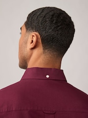 Burgundy Red Regular Fit Long Sleeve Oxford Shirt - Image 5 of 10
