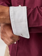 Burgundy Red Regular Fit Long Sleeve Oxford Shirt - Image 7 of 10