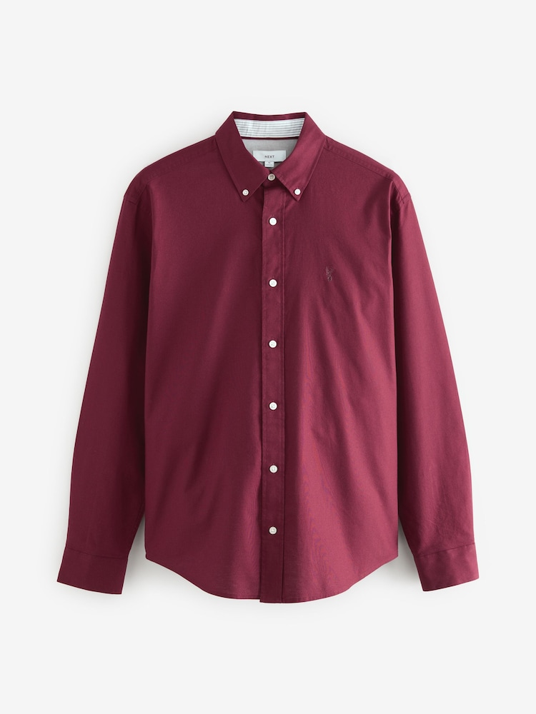 Rouge bordeaux - Ajustement régulier - Chemise Oxford à manches longues - Image 8 of 10