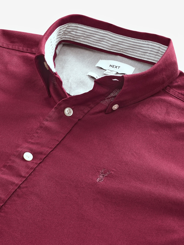 Rouge bordeaux - Ajustement régulier - Chemise Oxford à manches longues - Image 9 of 10