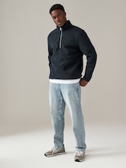 Marineblau/blau - Reissverschluss am Kragen - Jacke mit Borg-Fleece-Futter - Image 2 of 8