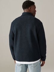 Marineblau/blau - Reissverschluss am Kragen - Jacke mit Borg-Fleece-Futter - Image 5 of 8