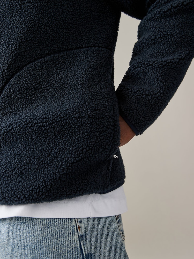 Marineblau/blau - Reissverschluss am Kragen - Jacke mit Borg-Fleece-Futter - Image 6 of 8