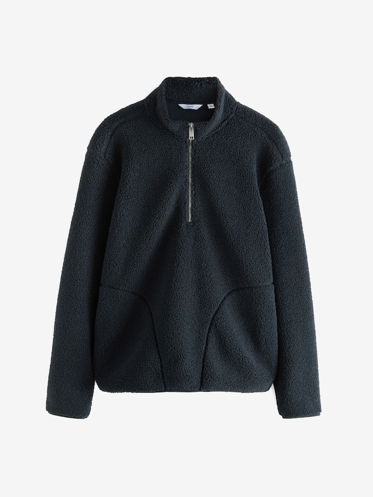 Marineblau/blau - Reissverschluss am Kragen - Jacke mit Borg-Fleece-Futter - Image 7 of 8