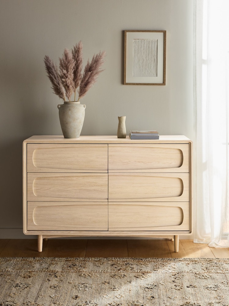 Light Natural Jude Oak Effect 6 Drawer Chest of Drawers - Image 2 of 10