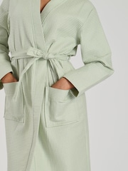 Loungeable Sage 100% Cotton Waffle Robe - Image 5 of 5