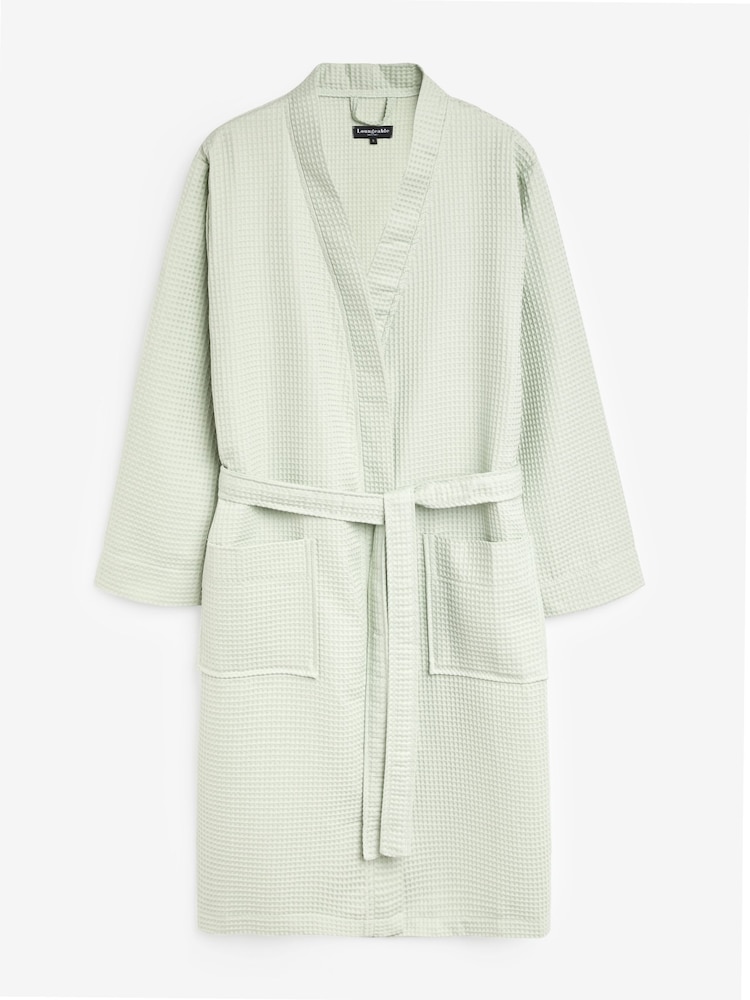 Loungeable Sage 100% Cotton Waffle Robe - Image 6 of 6