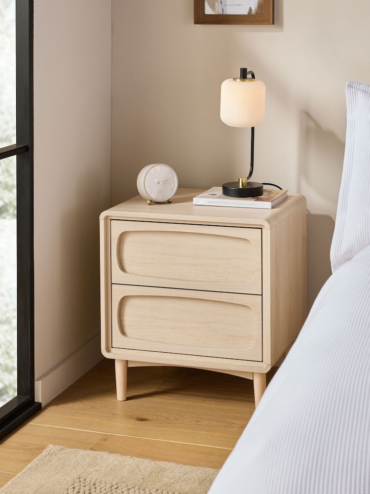 Light Natural Jude Oak Effect 2 Drawer Bedside Table - Image 1 of 8