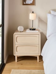 Light Natural Jude Oak Effect 2 Drawer Bedside Table - Image 2 of 8