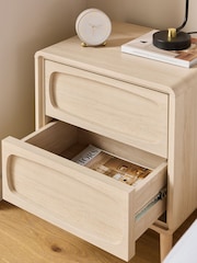 Light Natural Jude Oak Effect 2 Drawer Bedside Table - Image 3 of 8