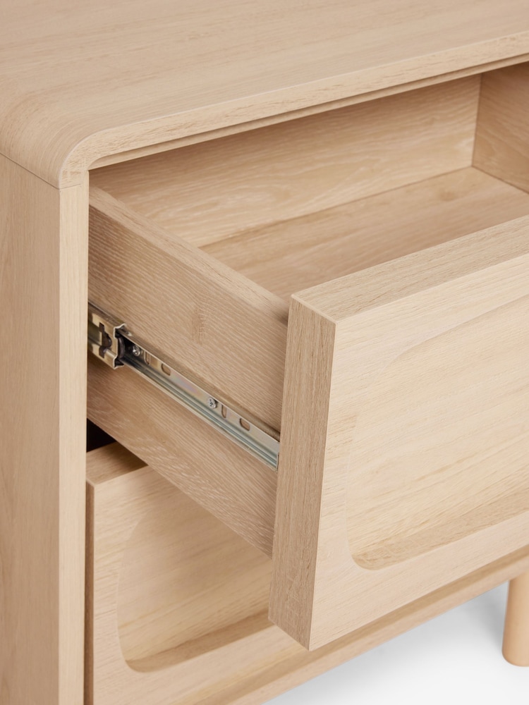 Light Natural Jude Oak Effect 2 Drawer Bedside Table - Image 8 of 8