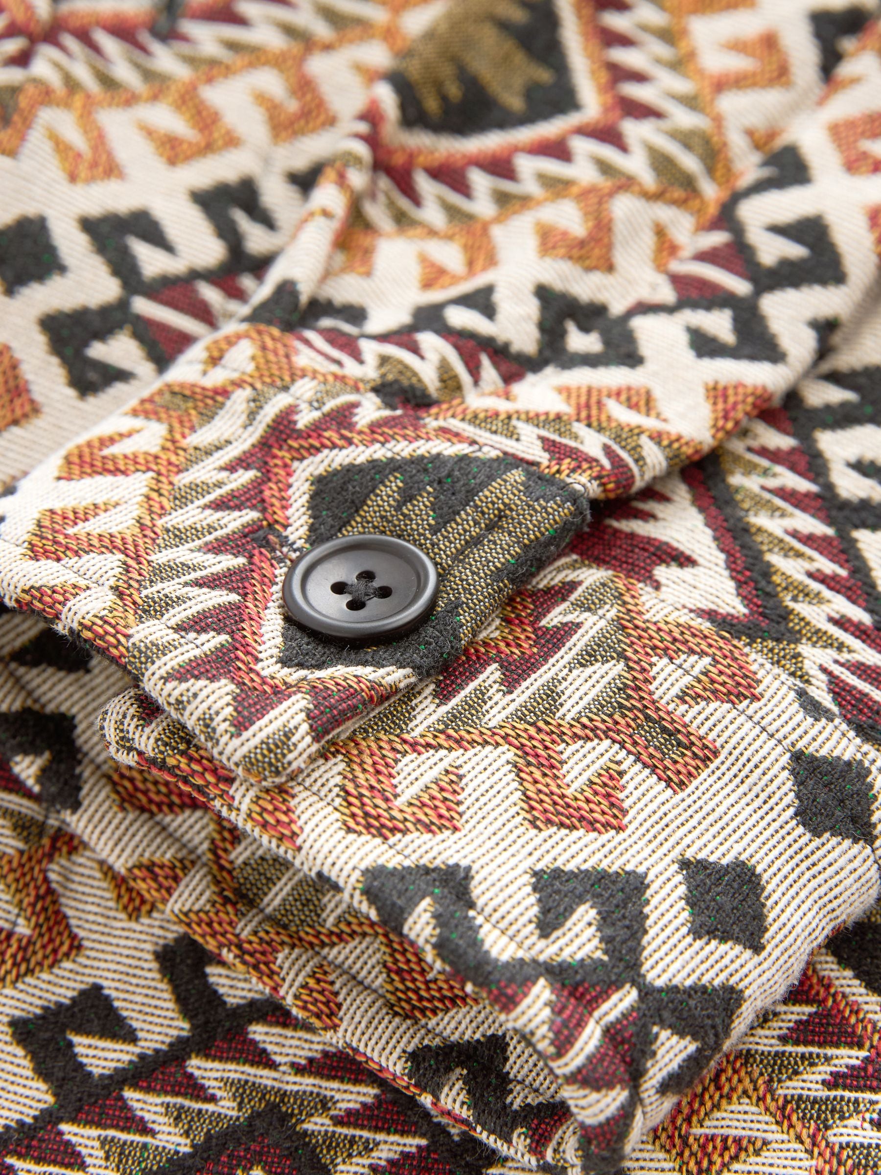 Ecru/Red Pattern Tapestry Shacket Overshirt
