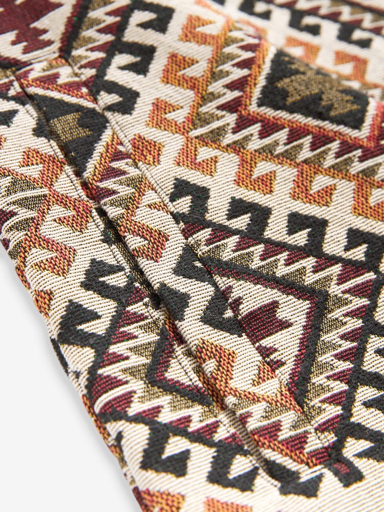 Ecru/Red Pattern Tapestry Shacket Overshirt - Image 4 of 10