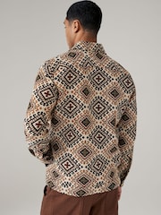 Ecru/Red Pattern Tapestry Shacket Overshirt - Image 5 of 10