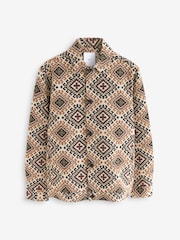 Ecru/Red Pattern Tapestry Shacket Overshirt - Image 7 of 10