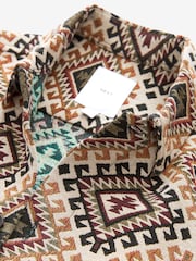 Ecru/Red Pattern Tapestry Shacket Overshirt - Image 9 of 10