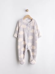 Grey Baby Fleece Zip Sleepsuit - Image 1 of 7
