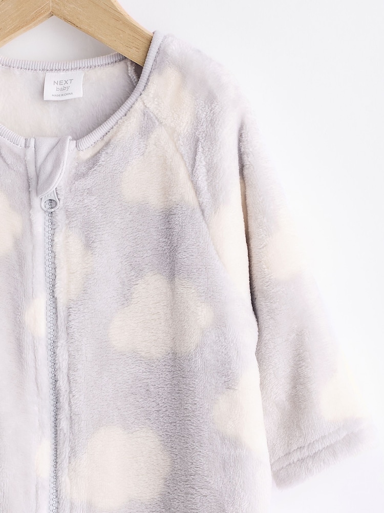 Grey Baby Fleece Zip Sleepsuit - Image 3 of 7