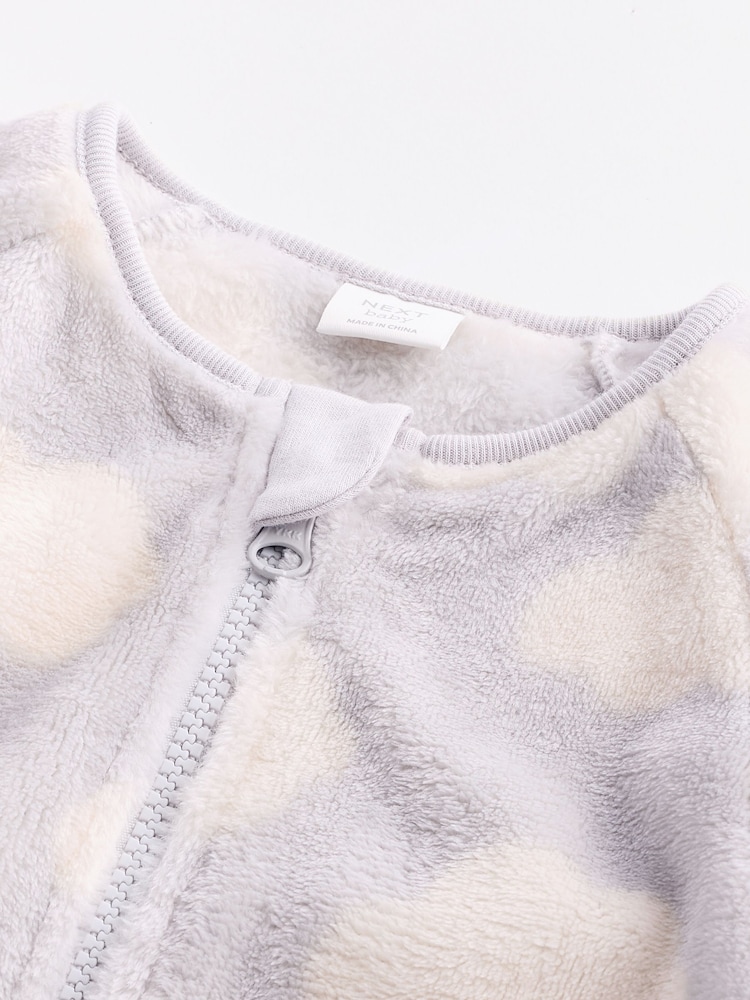 Grey Baby Fleece Zip Sleepsuit - Image 4 of 7