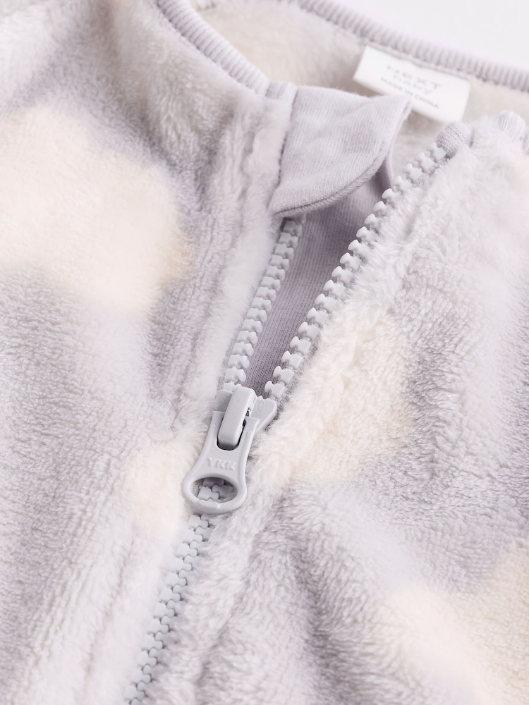 Grey Baby Fleece Zip Sleepsuit - Image 7 of 7