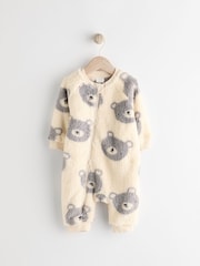 Grey Baby Fleece Zip Sleepsuit - Image 1 of 10